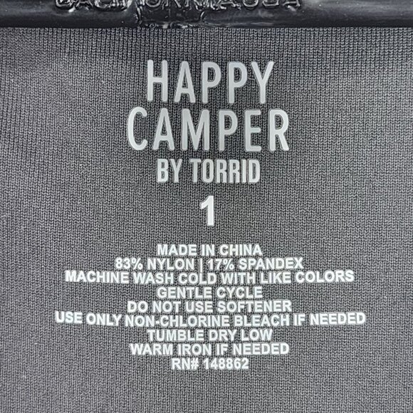 Womens Torrid Active Happy Camper Sports Bra Low Impact Black & Gray Print 1 - Picture 5 of 13